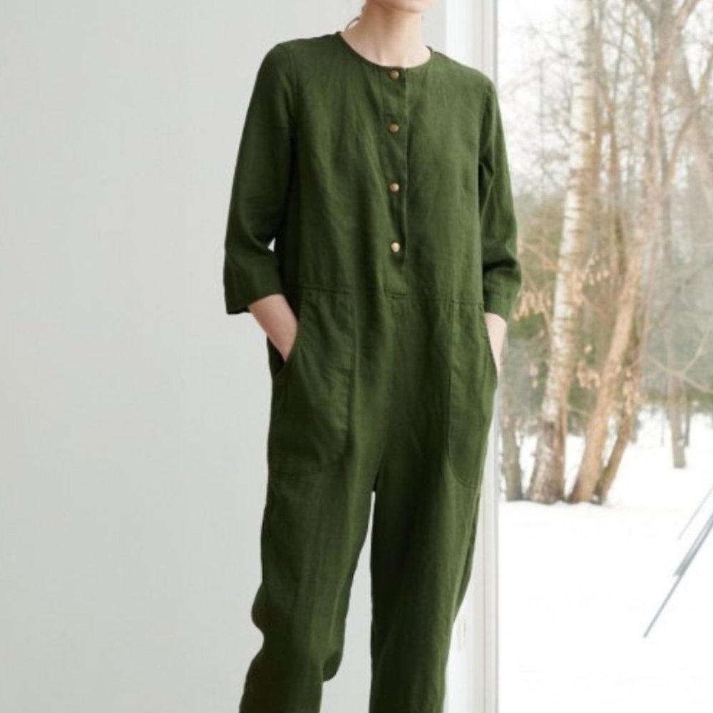 BRAND NEW Forest Green Linenfox Jumpsuit